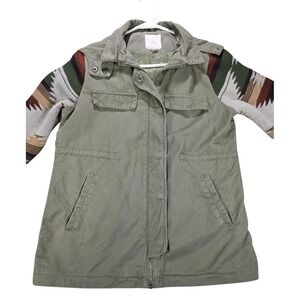 Thread & Supply Womens XS Utility Jacket Cargo Streetwear Hooded Olive Green